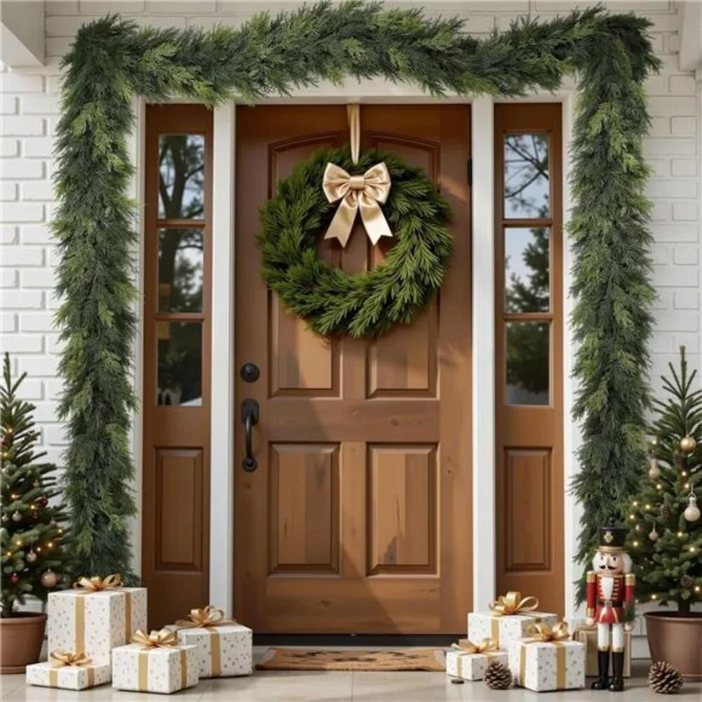 2 Pack 9FT Artificial Christmas Cedar Garland Decoration, Realistic